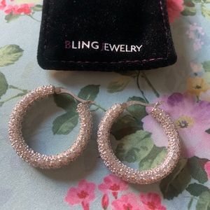 Bridal Pave CZ Encrusted Prom Statement Hoop Earri